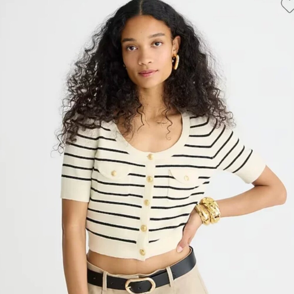 J.Crew Striped Cropped Cardigan